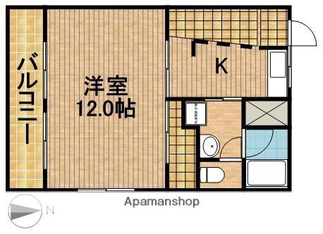 ルームミニオンB(1K/4階)の間取り写真