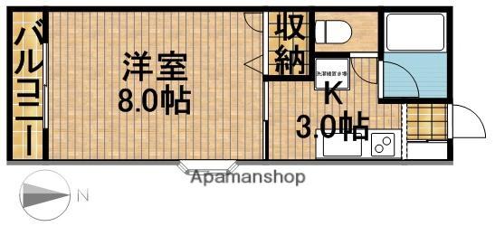 溜屋ハイツⅤ(1K/2階)の間取り写真