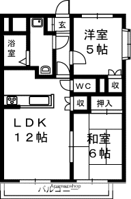 ラ・フォーレ三方原(2LDK/2階)の間取り写真