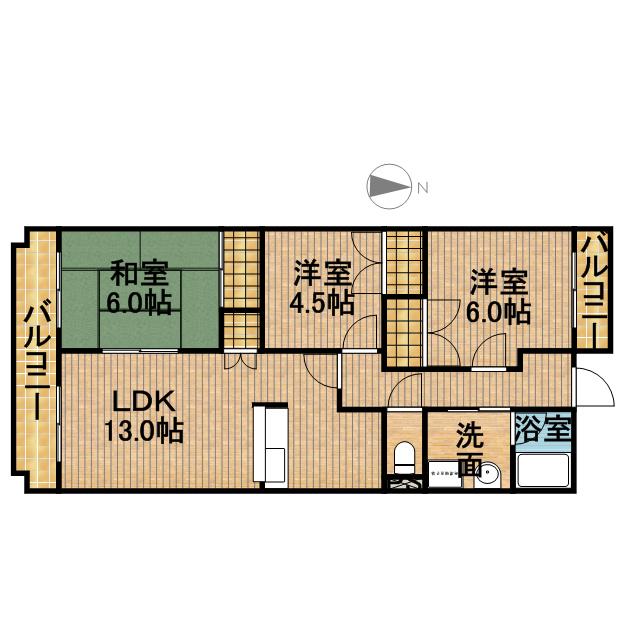 高田レジデンス(3LDK/3階)の間取り写真