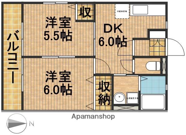 グランドハイツⅡ(2DK/1階)の間取り写真