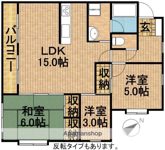 リバーグランドハイツ(3LDK/2階)の間取り写真