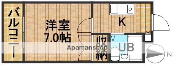 上島コモンコートD棟(1K/3階)の間取り写真