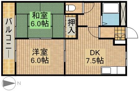 グレイスハイム(2DK/1階)の間取り写真