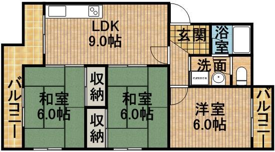 マンション ラフィーネ(3DK/3階)の間取り写真