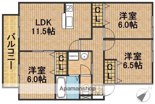 メルベーユⅡ B(3LDK/1階)の間取り写真