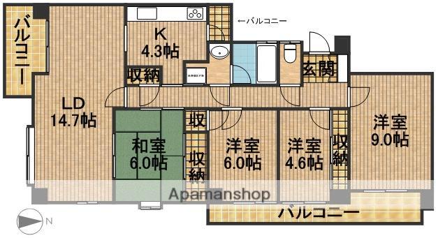 佐鳴湖パークタウン12号棟(4LDK/11階)の間取り写真