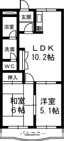 モナヴェイル(2LDK/2階)の間取り写真