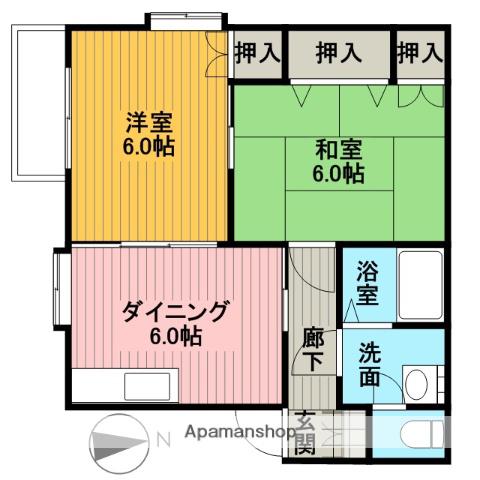 グラン清涼殿(2DK/2階)の間取り写真