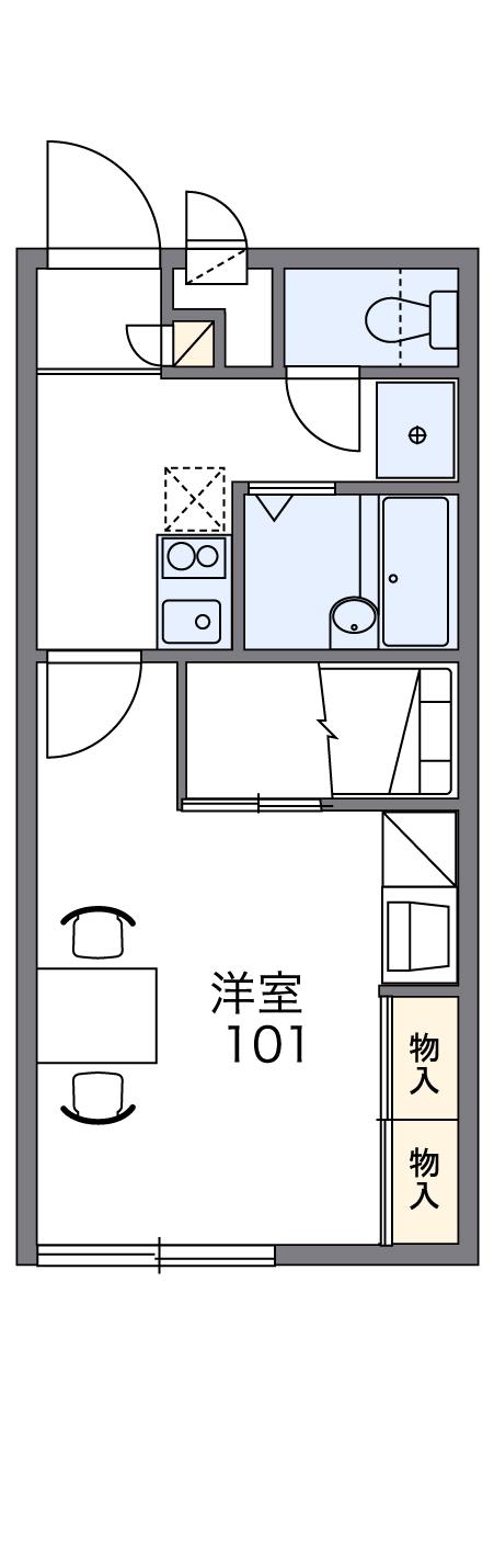 レオパレス川井(1K/1階)の間取り写真