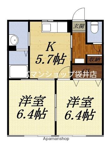 S CORTLEAF(2K/2階)の間取り写真