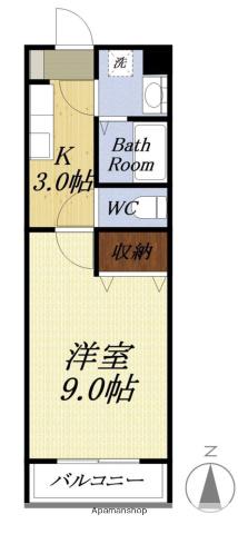 GRANDIR(1K/2階)の間取り写真