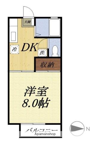 エスポワール(1DK/2階)の間取り写真