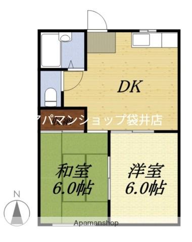 フォーブルルネサンスII(2DK/1階)の間取り写真