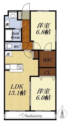 シャルマン(2LDK/2階)の間取り写真