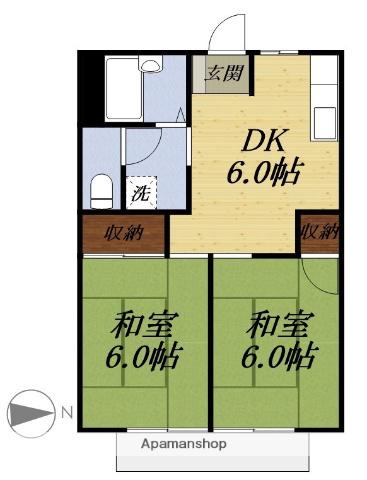 ロイヤルハイツ(2DK/1階)の間取り写真