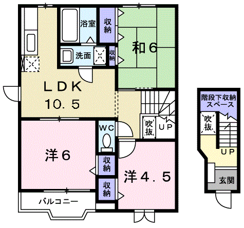 ハイツ原C(3LDK/2階)の間取り写真