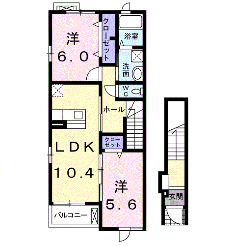 ヴィラ・カネトヨⅡ(2LDK/2階)の間取り写真