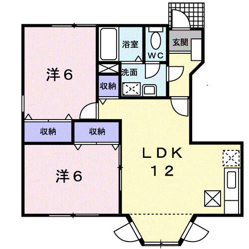 シンシア Ⅱ(2LDK/1階)の間取り写真