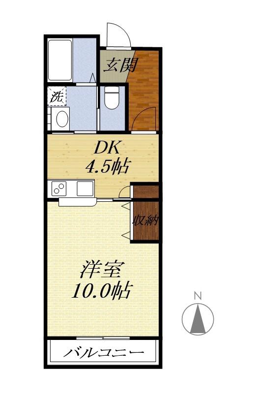 ベルアンジュール(1DK/2階)の間取り写真