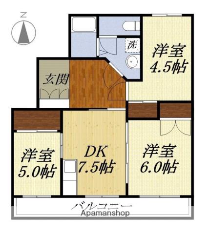 サンハイム幸(3DK/1階)の間取り写真