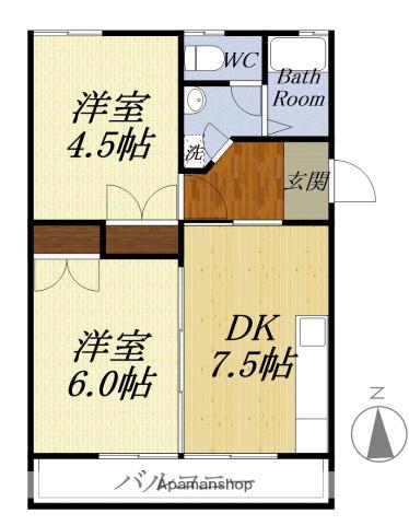 サンハイム幸(2DK/3階)の間取り写真