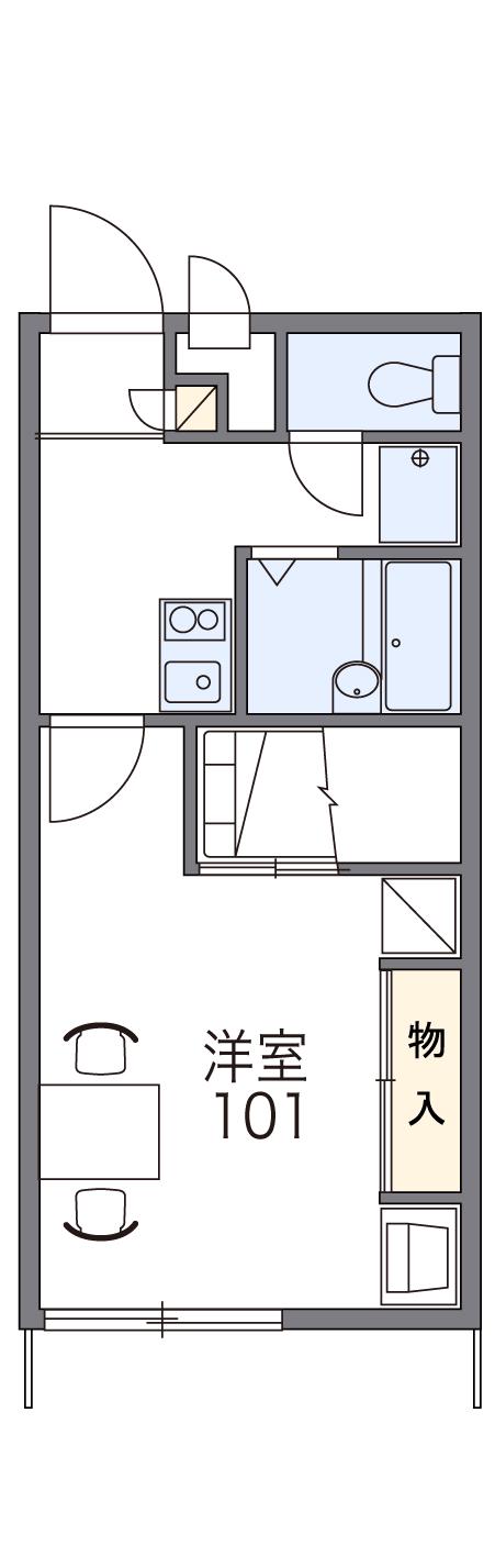 レオパレス竹(1K/1階)の間取り写真