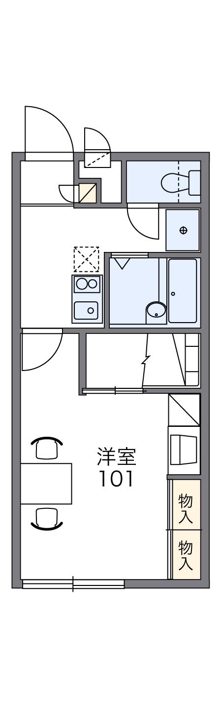 レオパレスリバーサイドA(1K/2階)の間取り写真