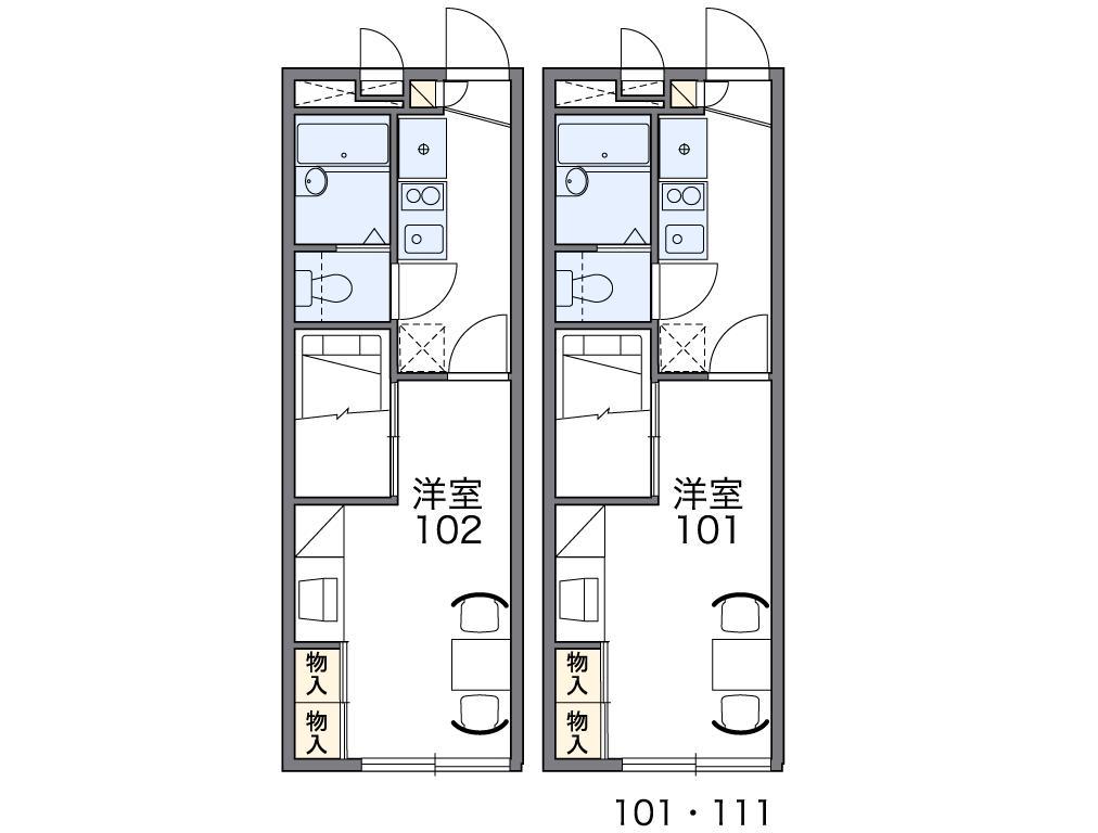 レオパレスラークⅡ(1K/2階)の間取り写真