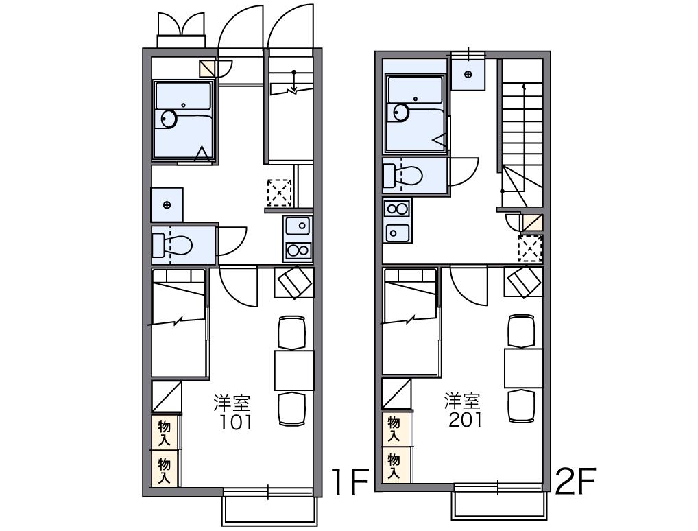 レオパレスセイコーⅡ(1K/2階)の間取り写真