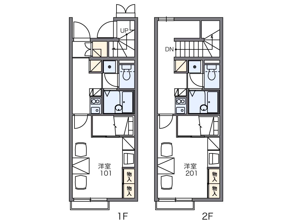 レオパレスパイン ヴィレッジ(1K/2階)の間取り写真