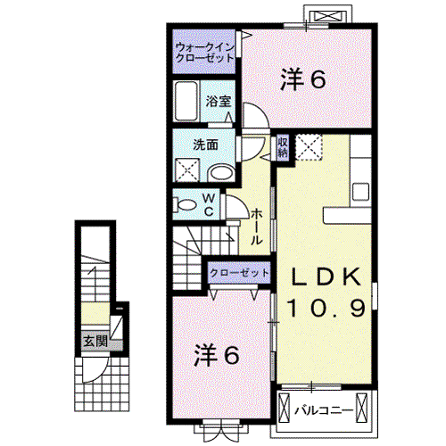 キャスケット(2LDK/2階)の間取り写真