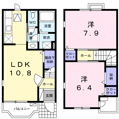 ふれすくーら東風(2LDK/1階)の間取り写真