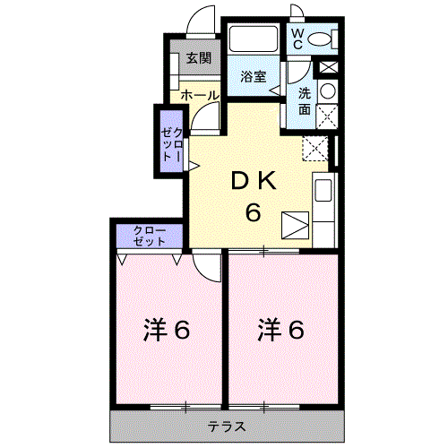 メゾン住吉(2DK/1階)の間取り写真
