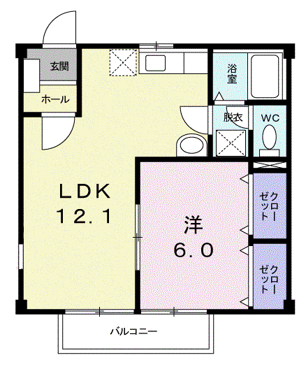 アーバン(1LDK/2階)の間取り写真