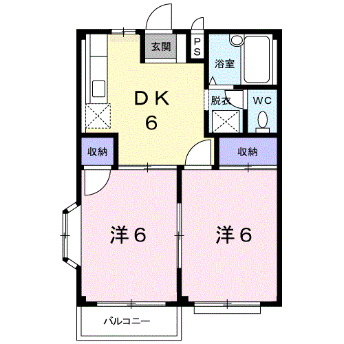 ハイツ長藤(2DK/2階)の間取り写真