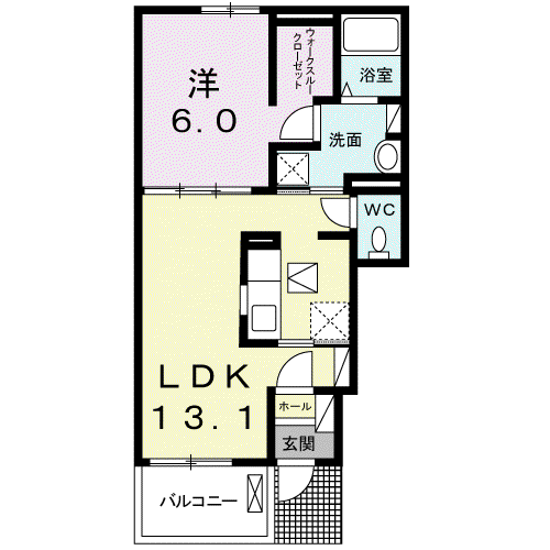 サンライズⅢ(1LDK/1階)の間取り写真