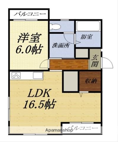 アルベール(1SLDK/3階)の間取り写真