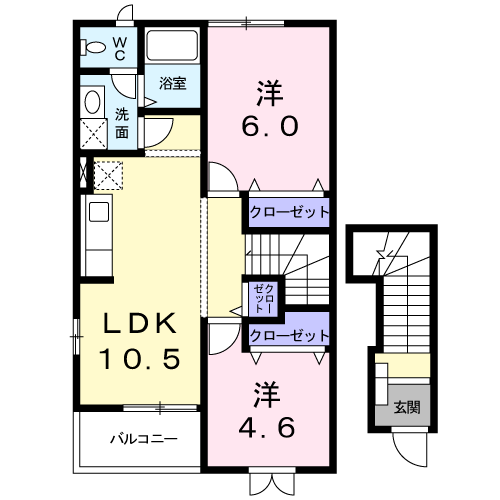 アプリコット・トゥリ-(2LDK/2階)の間取り写真