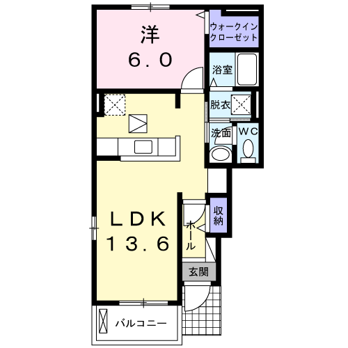 グローヴⅢ(1LDK/1階)の間取り写真