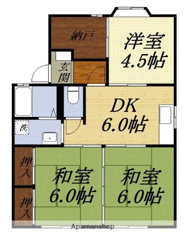 コーポヴァレンシャ(3DK/1階)の間取り写真