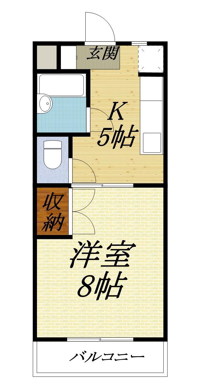 マンションやまももの木(1K/2階)の間取り写真