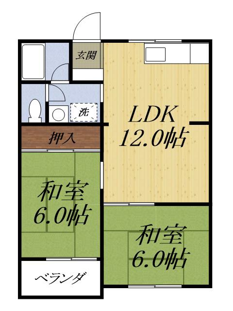 マンション浅名(2LDK/3階)の間取り写真