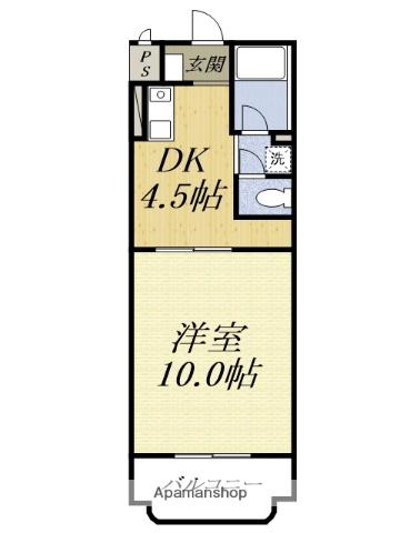 メゾンフルール(1DK/2階)の間取り写真