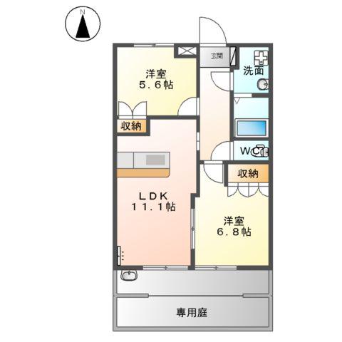 プレミエ(2LDK/1階)の間取り写真