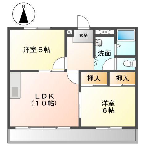 マーブルパレスⅡ(2LDK/2階)の間取り写真