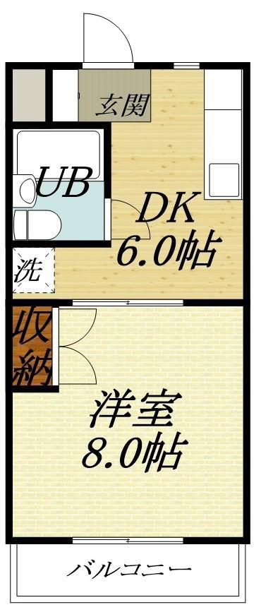エコール北浜(1DK/3階)の間取り写真