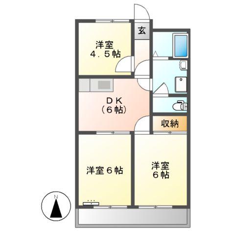 リバティハウス天王(3DK/3階)の間取り写真