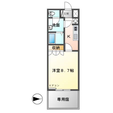 ONE PIECE(1K/1階)の間取り写真