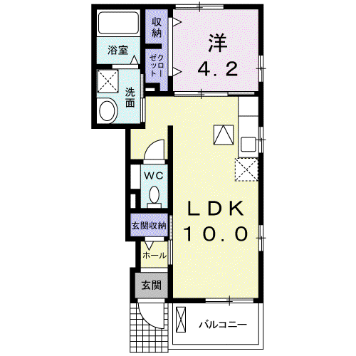 ベル小池Ⅳ(1LDK/1階)の間取り写真